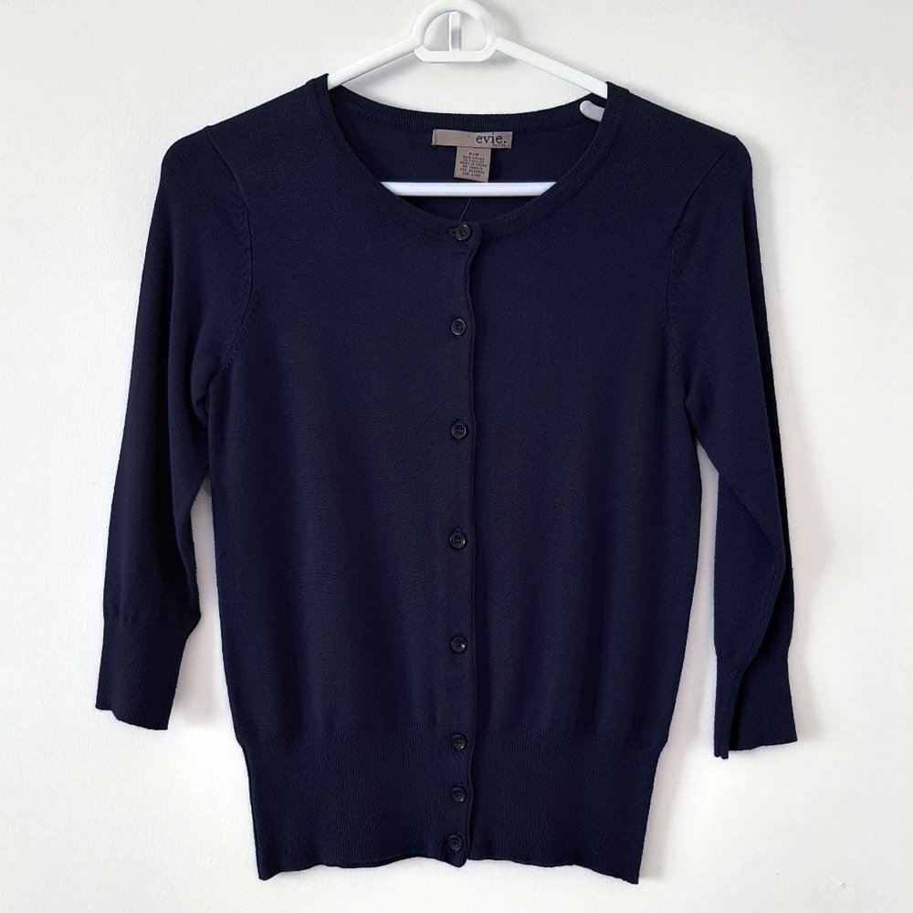 NWT Evie Cardigan Sweater, Deep Dark Royal Navy Blue, Size PP